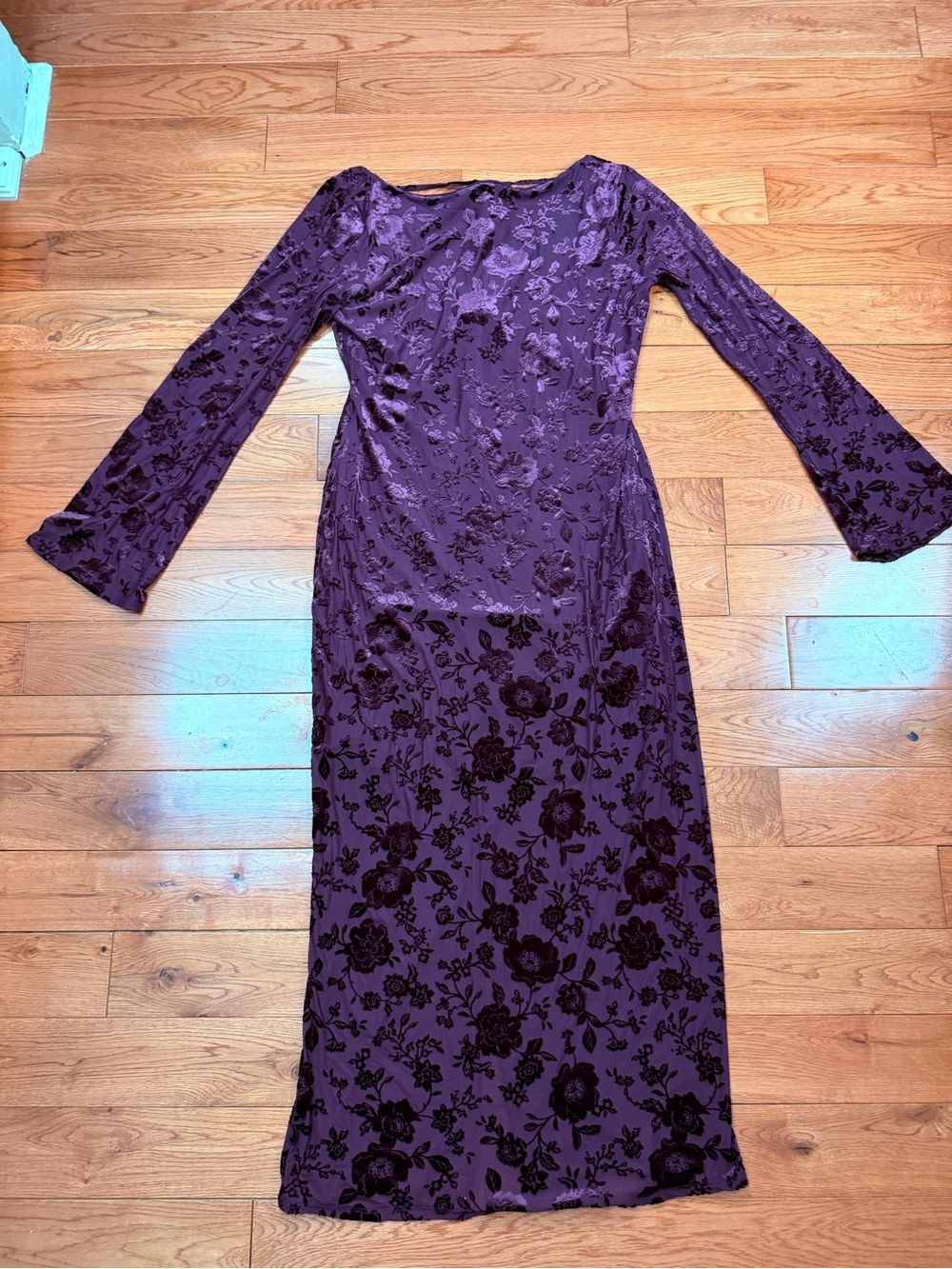 See You Monday Plum Purple Burnout Vampy Maxi Dress NWT
